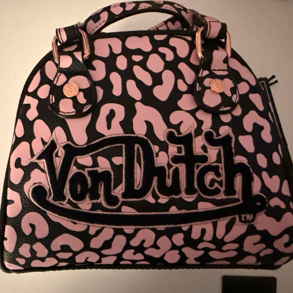 Von Dutch Cheetah Pink Bowling Bag